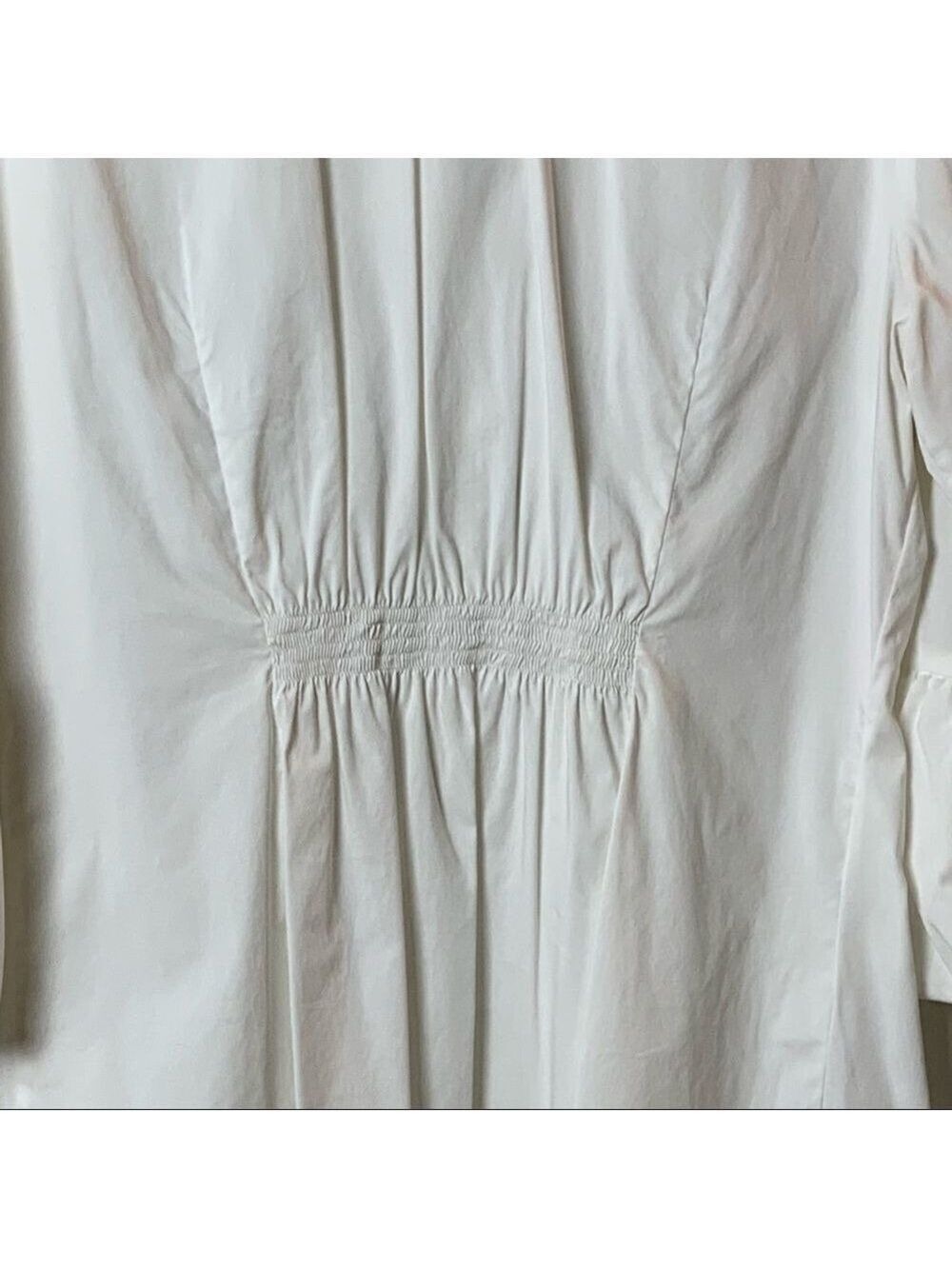 BCBG Maxazria White 3/4 Sleeve Button-Down with Ruffles Sleeves Size Large - Picture 9 of 9